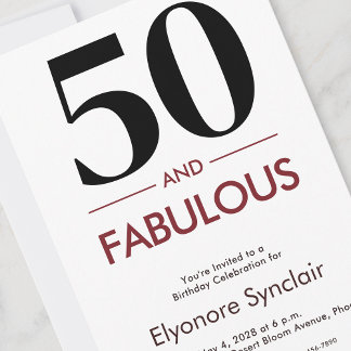 50 And Fabulous Cherry Wine 50th Birthday Einladung