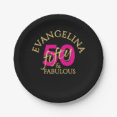 50 and Fabulous Custom Name Fiftieth Birthday Pappteller (Vorderseite)