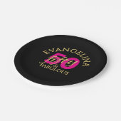 50 and Fabulous Custom Name Fiftieth Birthday Pappteller (Schrägansicht)