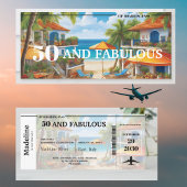 50 and Fabulous Destination Boarding Pass Birthday