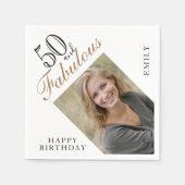 50 and Fabulous Elegant Script Photo 50th Birthday Serviette (Vorderseite)