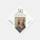 50 and Fabulous Elegant Script Photo 50th Birthday Serviette (Ecke)