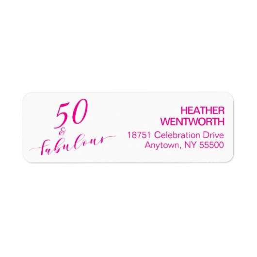 50 and Fabulous Fiftieth Birthday Hot Pink Address (Vorne)