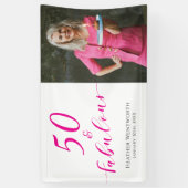 50 and Fabulous Fiftieth Birthday Hot Pink Photo Banner (Vertikal)