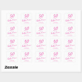 50 and Fabulous Fiftieth Birthday Hot Pink Script Quadratischer Aufkleber (Blatt)