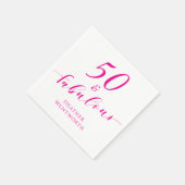 50 and Fabulous Fiftieth Birthday Hot Pink Script Serviette (Ecke)