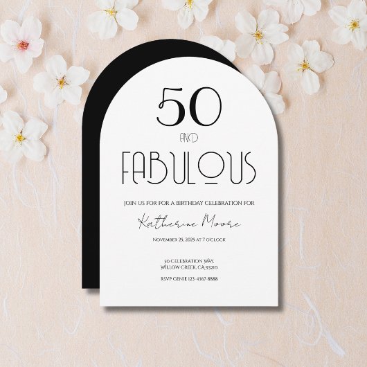 50 and Fabulous Fifty Birthday Invitation Einladung