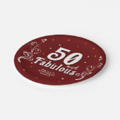 50 and Fabulous Foliage Red 50th Birthday Pappteller (Schrägansicht)