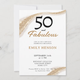 50 and Fabulous Gold 50th Birthday Invitation Einladung
