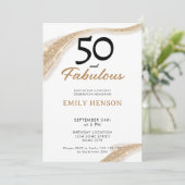 50 and Fabulous Gold 50th Birthday Invitation Einladung (Stehend Vorderseite)
