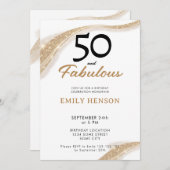 50 and Fabulous Gold 50th Birthday Invitation Einladung (Vorne/Hinten)
