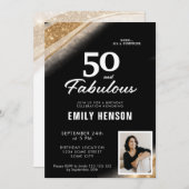 50 and Fabulous Gold Black 50th Birthday Einladung (Vorne/Hinten)