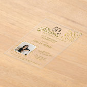 50 and Fabulous Gold Glitter Photo 50th Birthday Acryleinladungen (Ablage )