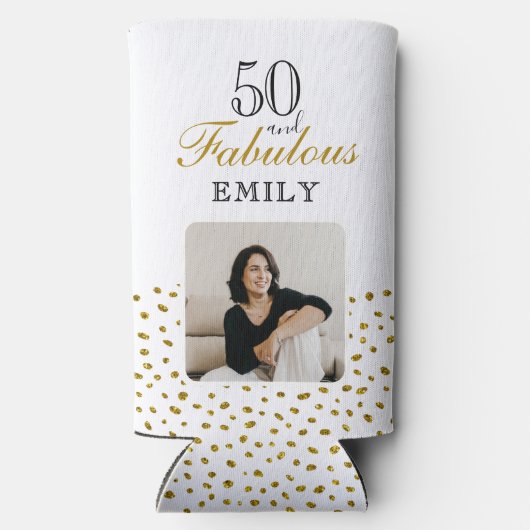 50 and Fabulous Gold Glitter Photo 50th Birthday Selters Dosenkühler (Rückseite)