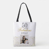 50 and Fabulous Gold Glitter Photo 50th Birthday Tasche (Rückseite)