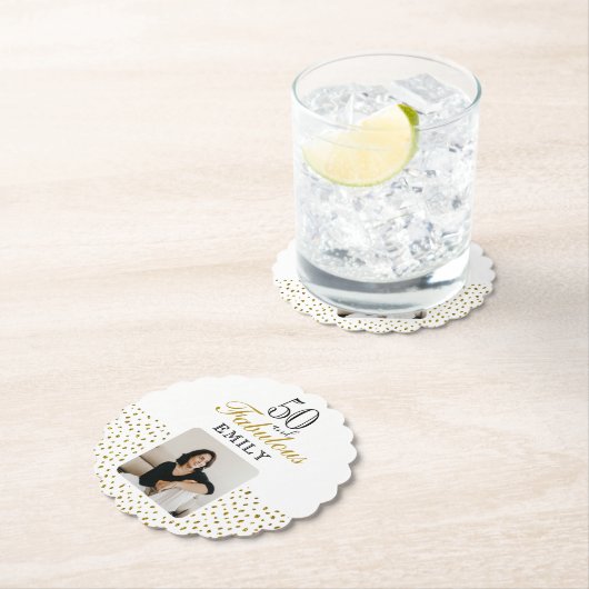 50 and Fabulous Gold Glitter Photo 50th Birthday Untersetzer (Vor Ort)