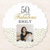 50 and Fabulous Gold Glitter Photo 50th Birthday Untersetzer (Vorderseite)