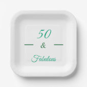 50 and Fabulous Green Birthday Party Plate Pappteller (Vorderseite)