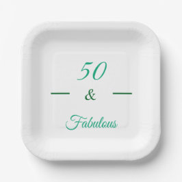 50 and Fabulous Green Birthday Party Plate  Pappteller
