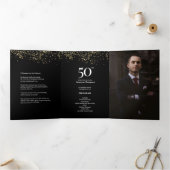 50 and fabulous Male Birthday Program with photo Dreifach Gefaltete Karte (Innenseite)