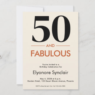 50 And Fabulous Minimal Elegant 50th Birthday Einladung