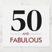 50 And Fabulous Modern Cherry Wine Birthday Saying Schaumweinetikett (Einzelnes Label)
