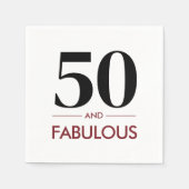 50 And Fabulous Modern Cherry Wine Birthday Saying Serviette (Vorderseite)