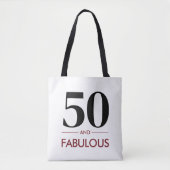 50 And Fabulous Modern Cherry Wine Birthday Saying Tasche (Vorderseite)