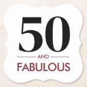 50 And Fabulous Modern Cherry Wine Birthday Saying Untersetzer (Vorderseite)