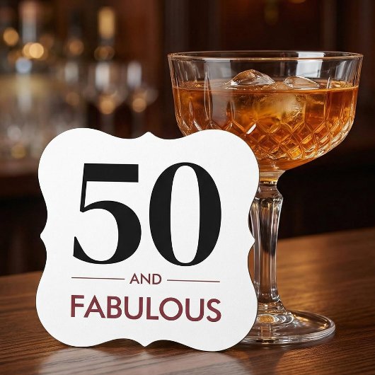 50 And Fabulous Modern Cherry Wine Birthday Saying Untersetzer