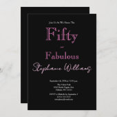 50 and Fabulous Modern Hollow Font 50th Birthday Einladung (Vorne/Hinten)
