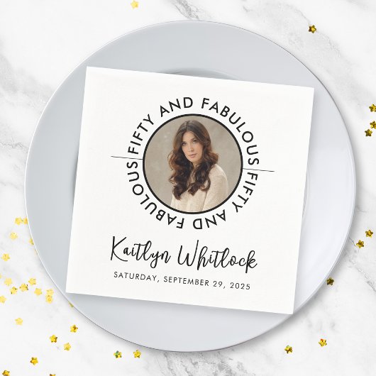 50 and Fabulous Name Date 50th Birthday Party Serviette