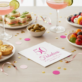 50 and Fabulous Name Date 50th Birthday Party Serviette