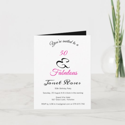 50 and Fabulous Personalised 50th Birthday Folded Einladung (Vorderseite)