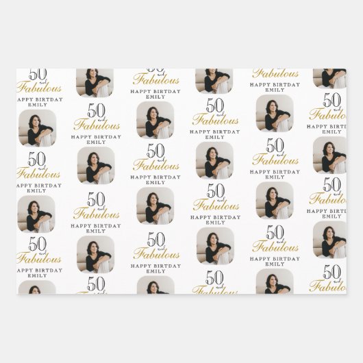 50 and Fabulous Photo 50th Birthday Geschenkpapier Set (Vorderseite 3)