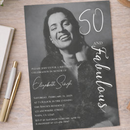 50 and Fabulous Photo Birthday Party Invitation  Einladung