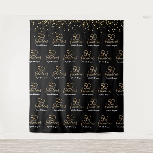 50 and fabulous Photobooth Custom 50th birthday  Wandteppich (Vorderseite)