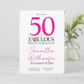 50 and Fabulous Pink | 50th Birthday Elegant  Einladung (Stehend Vorderseite)