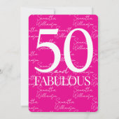 50 and Fabulous Pink | 50th Birthday Elegant  Einladung (Rückseite)
