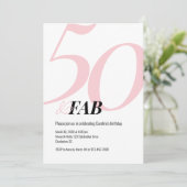 50 and Fabulous Pink Birthday Party Invitation Einladung (Stehend Vorderseite)