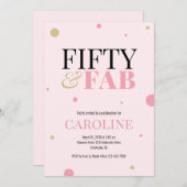 50 and Fabulous Pink Birthday Party Invitation Einladung (Vorne/Hinten)