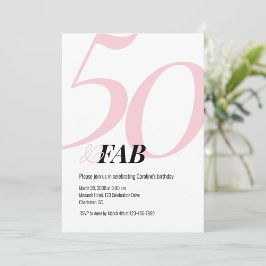 50 and Fabulous Pink Birthday Party Invitation Einladung