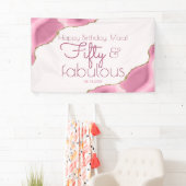 50 and Fabulous Pink Gold 50th Birthday Banner (Insitu)