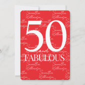 50 and Fabulous Red | 50th Birthday Elegant Simple Einladung (Rückseite)