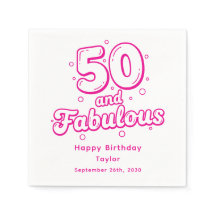 50 and Fabulous Retro Bubble Letter Birthday Pink