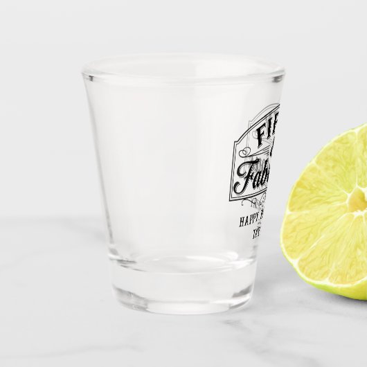 50 and Fabulous Rustic Script & Elegant Line Art Schnapsglas (Links)