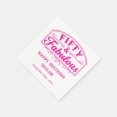 50 and Fabulous Rustic Script Line Art Pink Serviette (Ecke)