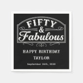 50 and Fabulous Rustic Script & Line Art Serviette (Vorderseite)