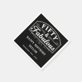 50 and Fabulous Rustic Script & Line Art Serviette (Ecke)