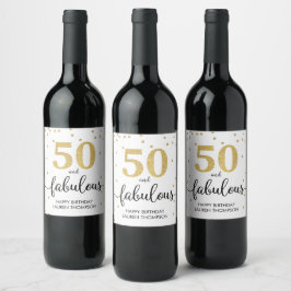 50 and Fabulous wine Sparkling Wine label white & Weinetikett